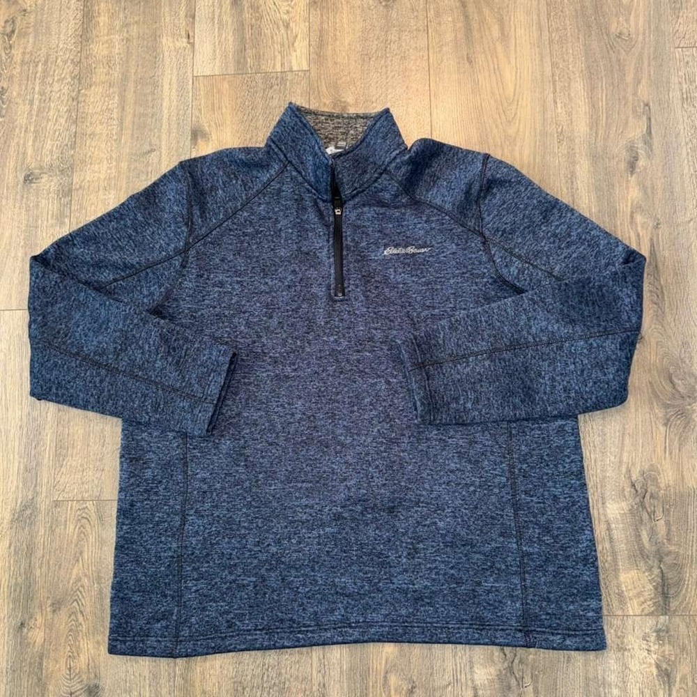 Eddie Bauer Men's Size XXL/EEG Fleece Collared Pullover 1/4 Zip Sweatshirt Blue